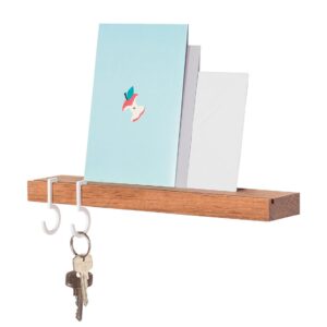 Figr1 Wooden Wall Shelf Surface 30 Jatoba - Metal hooks White